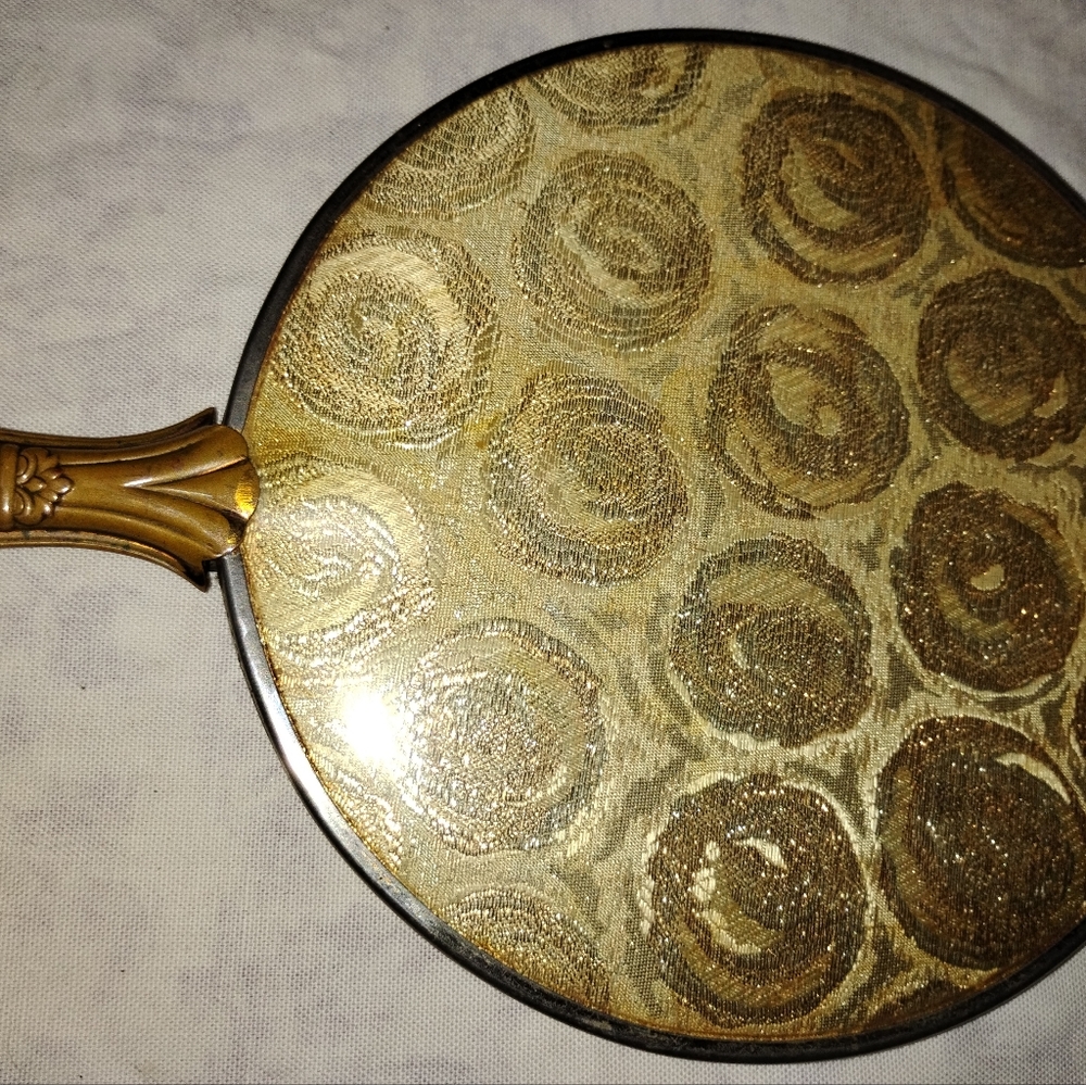 Vintage Hand Held Mirror Beautiful Golden Brassy Color Estate Sale Find - Picture 15 of 15